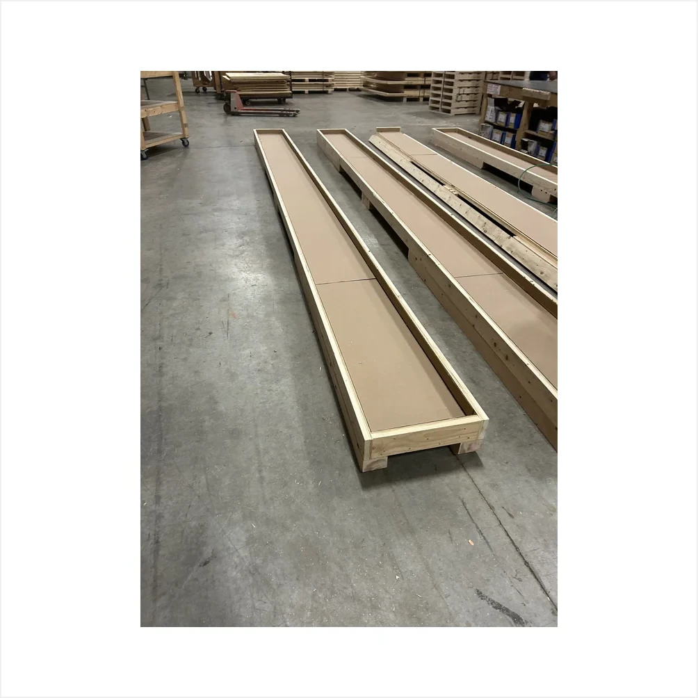 Shaft Crate lined with corrugated open view